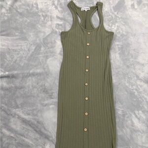 Almost Famous Olive Button-Down Midi Dress